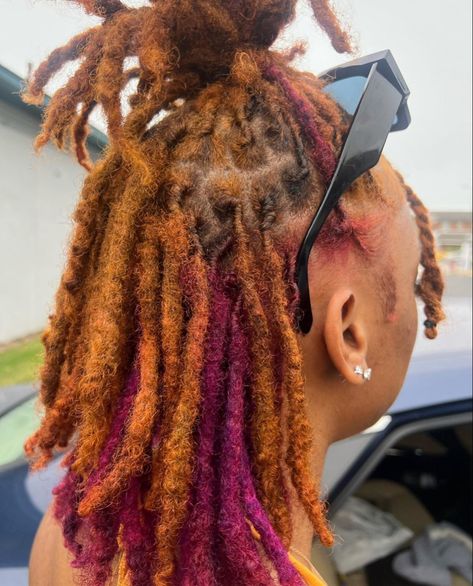 Dye Dreads, Locs Ginger, Locs Colors, Purple Locs, Colorful Locs, Ginger Locs, Loc Colors, Dreads Short Hair, Dyed Locs