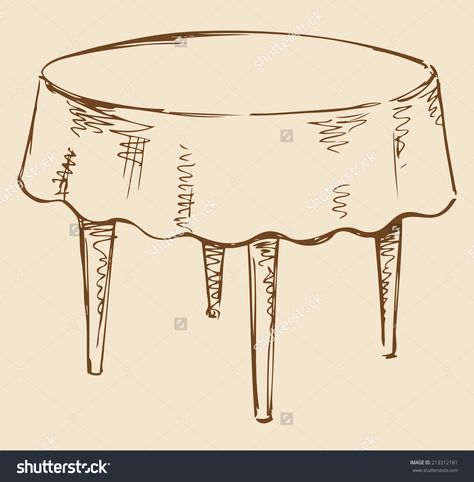 Round Table Drawing Sketch, Objects On Table Drawing, Draw Table Sketch, Dinner Table Drawing Sketch, How To Draw Table, Table Reference Drawing, Table Sketch Design, Table Drawing Reference, Table Drawing Easy