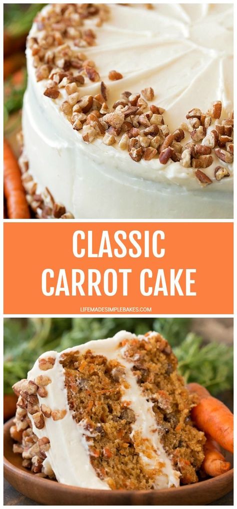 Thick Cream Cheese Frosting, Carrot Cake Recipe Homemade, Best Carrot Cake Recipe, Classic Carrot Cake, Life Made Simple, Best Carrot Cake, Carrot Cake Recipe, Toasted Pecans, Food Cakes