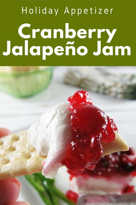 Cranberry Jalapeño Jam is made from of spicy jalapeño and cranberry. This Cranberry Jalapeño jelly cream cheese appetizer is one of our favorite appetizers served during the holidays. And it’s an cranberry pepper jelly recipe. #CranberryJalapenoJam #CranberryJalapenoJelly #SpicyJalapenoCranberry #CranberryJalapenoJellyCreamCheese #HolidayAppetizer #ThanksgivingRecipe #myturnforus Cranberry Pepper Jelly Cheese Dip, Hot Pepper Cranberry Jelly, Cranberry Jalapeno Jam Canning, Cranberry Jalapeño Jelly, Cream Cheese And Jalapeno Jelly, Cranberry Hot Pepper Jelly, Fig Jalapeno Pepper Jelly, Jalapeno Cranberry Jelly, Cranberry Pepper Jelly Recipe Canning