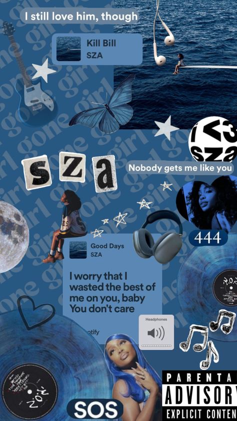 Sza Wallpapers Aesthetic, Sza Aesthetic Wallpaper Blue, Sza Collage Wallpaper, Sza Wallpapers, Ombre Wallpaper Iphone, Black And Blue Wallpaper, Pretty Wallpaper Ipad, Pink Wallpaper Hello Kitty, Cute Lockscreens