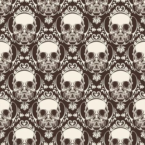 Skull Pattern Wallpaper, Print Development, Skull Wallpapers, Black Skulls Wallpaper, Ornamental Vector, Flock Wallpaper, Gothic Wallpaper, Colorful Skulls, Skull Pattern