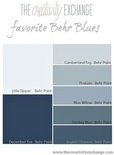 Behr makes some of the best blue paint colors out there. See these colors in action on walls. Behr Blue Paint, Behr Blue Paint Colors, Behr Paint Colors Grey, Behr Blue, Dark Blue Paint Color, Navy Blue Paint Colors, Exterior Gray Paint, Navy Blue Paint, Blue Gray Paint Colors