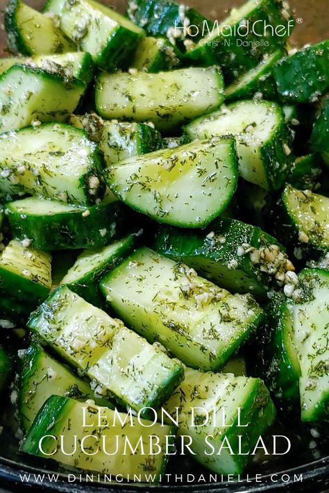 Lemon Dill Cucumber Salad Cucumber With Dill Salad, Dill And Cucumber Salad, Light Bbq Side Dishes, Cucumber And Dill Recipes, Cucumber Balsamic Salad, Side Dishes With Cucumbers, Lemon Dill Salad, Cooking With Cucumbers, Light Cucumber Salad