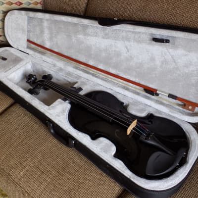 Introductions:If you're an adult who is a violin learner or enthusiast, it will be a wise decision for you to buy this black acoustic violin pack, ... Black Instruments, Black Violin, Violin Bridge, Bow Rosin, Violin Design, Violin Case, Electric Guitar Design, Violin Bow, Violin Music