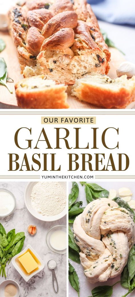 Our new favorite recipe for Homemade Basil-Garlic Bread – the perfect blend of simplicity, health, and speed. This recipe takes you through a hassle-free process of creating bread that’s not just easy to make but also packed with the nutritious goodness of basil and garlic. Ideal for those on-the-go, this bread promises a homemade taste that’s both quick to prepare and beneficial for your well-being. Embrace the aroma of freshly baked bread in your home with this foolproof, delightful recipe. Recipes With Fresh Garlic, Basil Bread Recipe, Braided Garlic, Braided Bread Recipe, Homemade Bread Recipe, Basil Bread, Herb Bread, Braided Bread, Delicious Appetizer Recipes