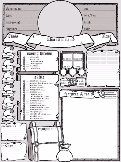 Rpg Character Sheet, Character Sheet Writing, Dnd Character Sheet, Character Sheet Template, Fantasy World Map, Dungeon Master's Guide, Dnd Funny, Character Template, Dnd Dragons