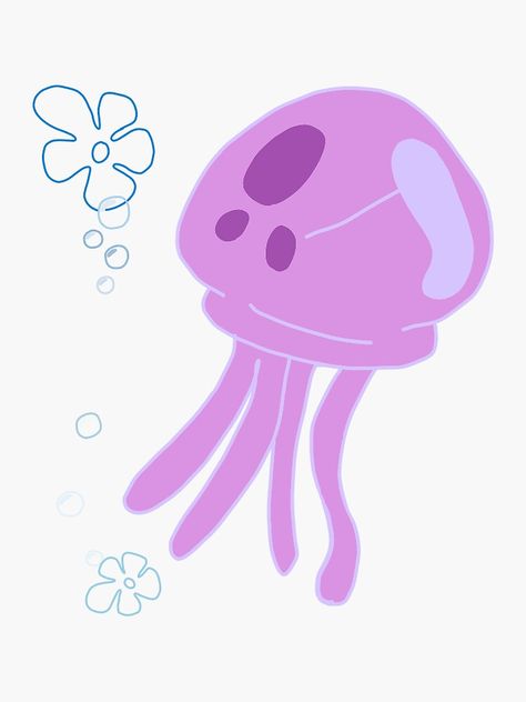 Jelly Fish Spongebob, Painting Spongebob, Jellyfish Images, Spongebob Jellyfish, Jellyfish Sticker, Hands Painting, Pixel Art Maker, Spongebob Coloring, Fish Sketch