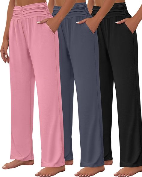 PRICES MAY VARY. Soft Material: the women's high waist pants are made of 90% polyester and 10% spandex; Very comfortable and soft material; They don't seem to be see through; If you want to be comfortable, and these puppies fit the bill High Waist, Wide Leg: the yoga pants are high waisted by nature, but you can easily fold them down to be low rise, and they will look nice too; You will love the wide leg look, lightweight and flowy; They have stretchy waist to cinch in your waist, that come to b Flowy Sweatpants, Wide Leg Pajama Pants, Comfy Lounge Pants, Women High Waist Pants, Pocket Sweatpants, Cozy Pants, Women Jogger Pants, Pants High Waisted, Womens Pajamas Pants