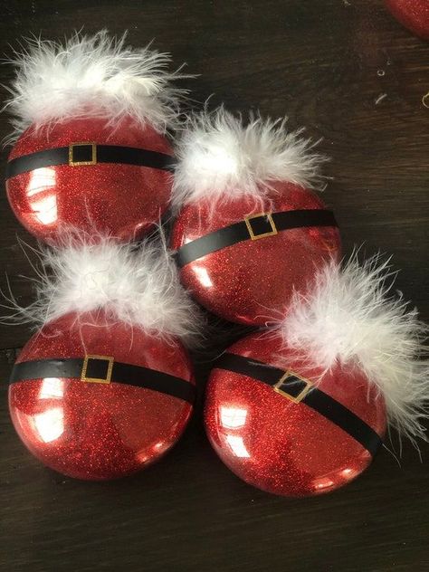 Vinyl Christmas Ornaments, Christmas Ball Ornaments Diy, Christmas Glitter Ornaments, Santa Christmas Ornaments, Clear Christmas Ornaments, Craft Ornaments, Cute Ornaments, Ornaments Homemade, Homemade Ornaments