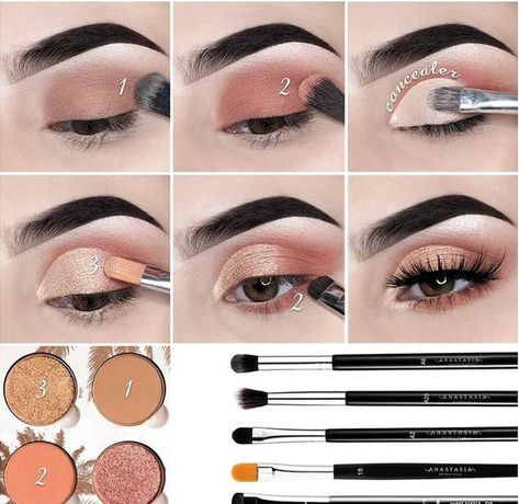 Teknik Makeup, Simple Makeup Natural, Eyeshadow Tutorial For Beginners, Beginner Eyeshadow, How To Use Makeup, Natural Eye Makeup Tutorial, Membentuk Alis, Mekap Mata, Makeup Pictorial