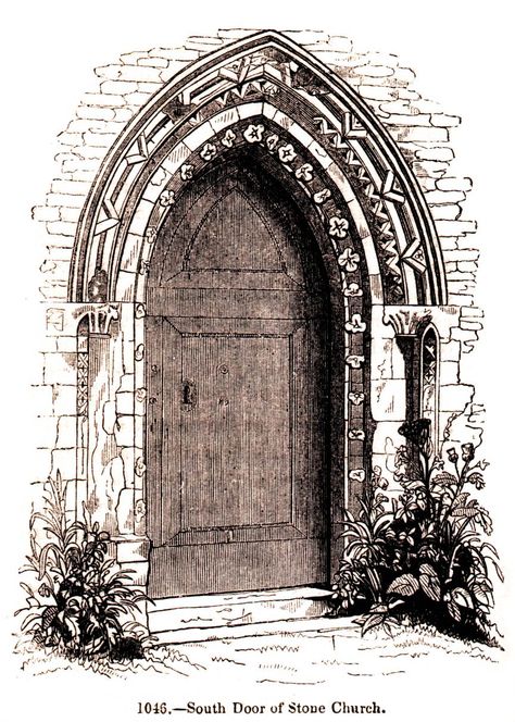 "South door of Stone Church" Castle Door Drawing, Stone Chapel, Castle Doors, St Marys, The Lantern, Saint Marys, A4 Poster, St Mary, Wonderful Images