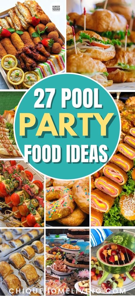 Planning a pool party and need the perfect menu? Look no further! Explore our curated pool party food ideas that are sure to impress your guests. These ideas are low-budget, easy to make, visually appealing, and make less mess. Pool Party Meal Ideas, Food For Pool Day, Poolside Party Food, Bbq Pool Party Food, Easy Pool Party Decorations, Pool Bbq Food, Pool Party Dinner Food Ideas, Pool Party Kids Food, Easy Pool Party Snacks