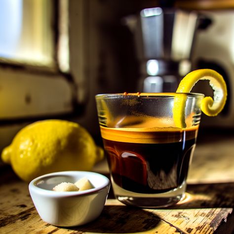 A zesty twist on classic espresso, featuring a bright lemon essence Lemon Espresso, Viennese Desserts, Moka Pot Espresso, Hot Desserts, Coffee Origin, Healthy Starbucks, Coffee Dessert, Italian Coffee, Food Writing