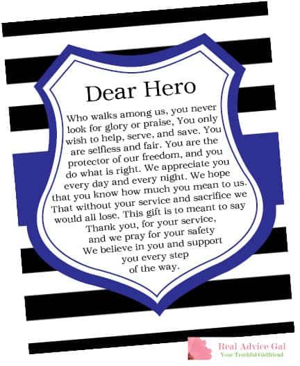 Dear Hero Printable Police Appreciation Week, Police Week Ideas, Police Appreciation Gifts, Police Officer Appreciation, Law Enforcement Appreciation, Police Appreciation, Community Service Ideas, Police Party, Community Service Projects