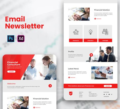 Creative Agency Email Newsletter Template PSD Email Newsletter Inspiration, Newsletter Design Layout, Mailing Design, Financial Consultant, Newsletter Inspiration, Mailer Design, Email Blast, Email Template Design, Business Newsletter