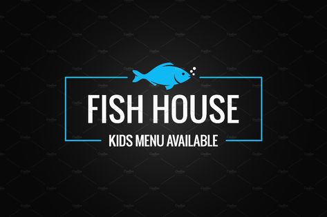 Fish menu design. Fish shop logo. by PushLogo on @creativemarket Fish Menu Design, Fish Shop Logo, Fish Store, Aquarium Shop, Shop Name Ideas, Fish Shop, Shop Window Stickers, Shop Signage, Logo Letters