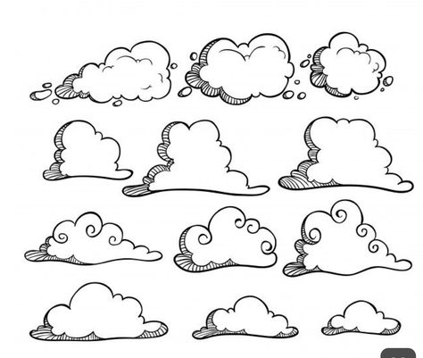 Whimsical Clouds Drawing, Cloud Doodles Simple, Cloud Bujo Theme, Air Doodle, Clouds Doodle, Cloud Doodles, Doodle Clouds, Cloud Doodle, Sketch Notes Doodles