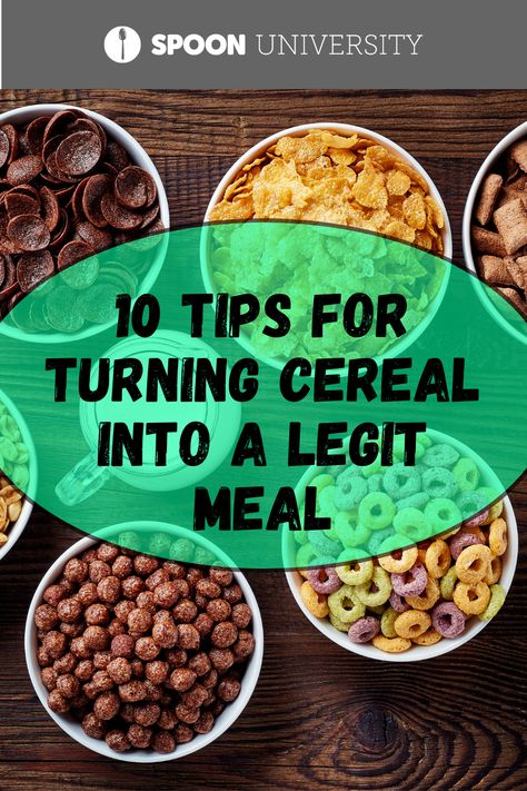 Breakfast Ideas With Cereal, Cereal Add Ins, How To Pack Cereal And Milk For Lunch, Cereal For Dinner, Loaded Cereal Bowl, Cereal Hacks, Cereal Breakfast Ideas, Cereal Toppings, Cereal Buffet