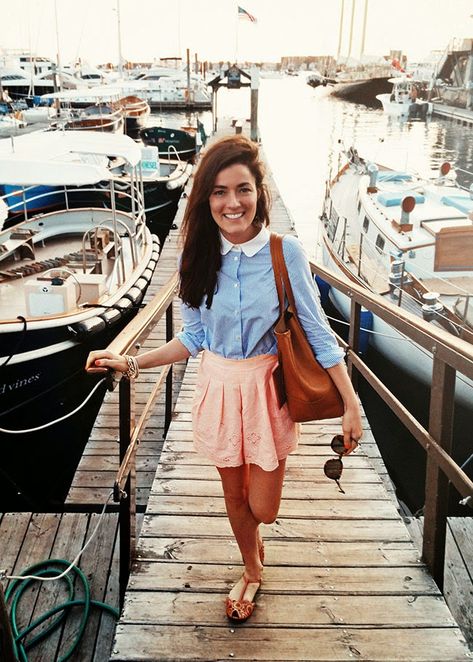 Shirt: Kate Spade (similar) Shorts: J.Crew Shoes: Tory Burch Bag: J.Crew Glasses: Karen Walker Bracelets: Kiel James Patrick, Asha ℅ French Lilacs, Sarah Vickers, Classy Girls Wear Pearls, Kiel James Patrick, Prep Style, Wear Pearls, James Patrick, Classy Girl, Preppy Style Summer