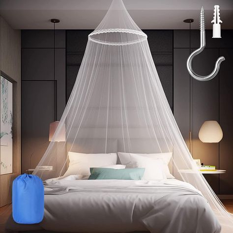 PRICES MAY VARY. 🌙 Lightweight and Breathable: This mosquito net is made of premium polyester material with the finest mesh, not only can allow the air to circulate, but also effectively prevent the mosquitoes from entering your bed when you sleep, giving you a comfortable sleeping. 🌙 Generic Size: The mosquito net measures 60*270*1050cm(11.42 * 10.24 * 0.59 inches), It fits all beds from single to king size and toddler's bed,etc. Keep yourself safe with mosquito net suitable for Double and si Single Bed Canopy, Mosquito Nets For Beds, Mosquito Net Bedroom, Mosquito Net For Bed, White Bed Canopy, Net For Bed, Net Bed, Mosquito Net Bed, Kiss Music