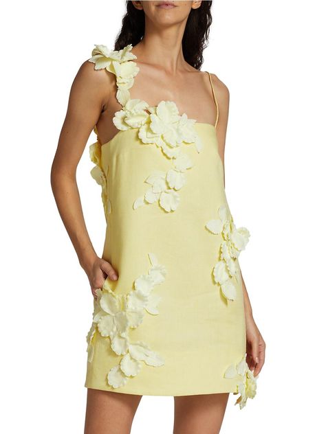 Shop Zimmermann High Tide Lift Off Flower Minidress | Saks Fifth Avenue Tory Burch Dress, Zimmermann Dress, Dress Sketches, Lift Off, High Tide, Feminine Look, Yellow Dress, Pretty Dresses, Wedding Guest Dress