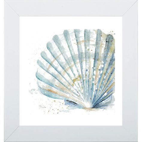 Coastal Painting Print Art Plage, Coastal Painting, Shell Frame, Painted Shells, Shell Art, Coastal Art, Fine Arts Posters, Beach Art, Watercolor Painting