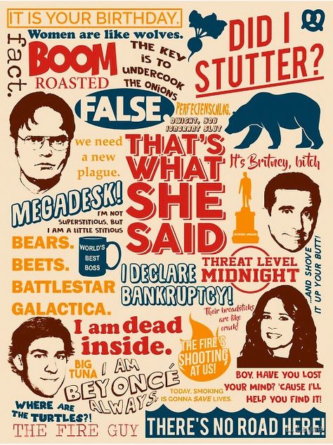 "All the Best Quotes from The Office - "That's What She Said"!" Art Print by LorenzoGnech | Redbubble All The Best Quotes, Quotes From The Office, The Office Merch, The Office Quotes, The Office Show, Office Fan, Office Wallpaper, Office Quotes, Office Poster