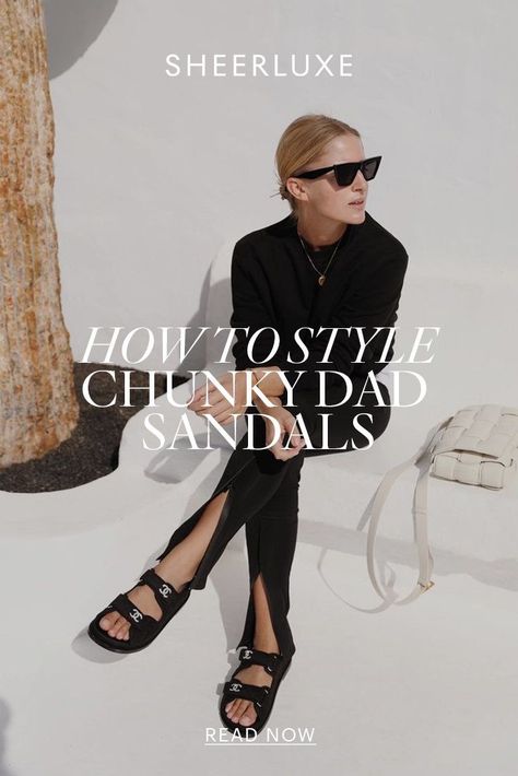 Dad Sandals Outfit Women, Prada Sandals Outfit, Chunky Black Sandals Outfit, Chanel Dad Sandals Outfit, Sandals 2023 Trends, 2023 Sandals Trends, Strap Sandals Outfit, Dad Sandals Outfit, Chunky Sandals Outfit