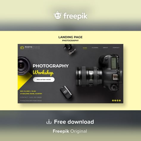 Landing page photography workshop templa... | Free Psd #Freepik #freepsd #technology #camera #art #landing-page Photography Workshop Poster, Workshop Template, Workshop Poster, Contest Poster, Ui Ux Website Design, Ux Website Design, Ui Ux Website, Hug Quotes, Poster Template Design