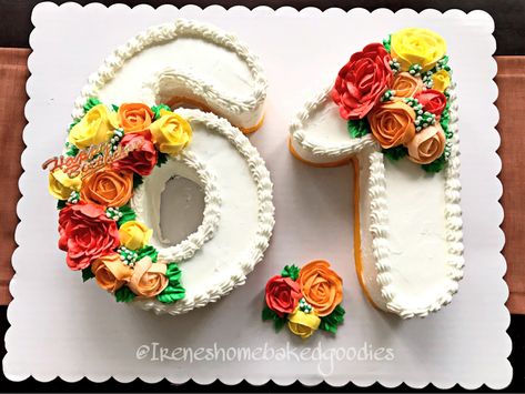 #61cake #numbercakes #floralcake #buttercreamcake 61 Birthday Cake, Cake Shop Design, Apricot Cake, Cakes Design, 61 Birthday, Cake Lettering, Cake Flower, Birthday Cake Topper Printable, Design Cake