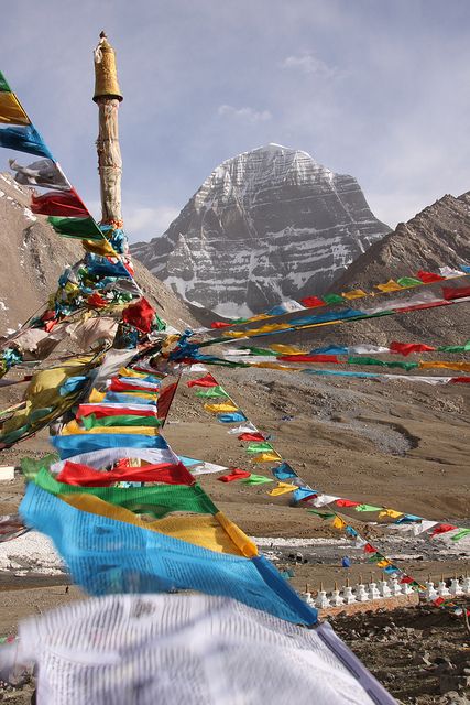 ✮ Prayer Flags leading the eye towards Mt Kailashs unbroken north face - Tibet, China Mt Kailash, Monte Everest, Nepal Travel, Prayer Flags, Lhasa, Tibetan Buddhism, Leh, Bhutan, Wireframe