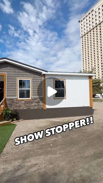 Chance’s Home World on Instagram: "❤️This manufactured home is the “Twin Creek” by Timber Creek Housing! This prefab house is a BANGER! WATCH THE FULL mobile home TOUR ON THE CHANNEL FOR ALL THE INFO AND PRICING, link in bio!  #prefabhouse #prefabhomes #housetour #realestate #mobilehome #newhome #house" Mobile Home Renovations Double Wide, Mobile Home Exterior Remodel, Doublewide Mobile Home Renovations, Triple Wide Modular Homes, Mobile Home Addition Ideas, Farmhouse Manufactured Home, Manufactured Home Exterior, Mobile Home Addition, Modular Home Prices