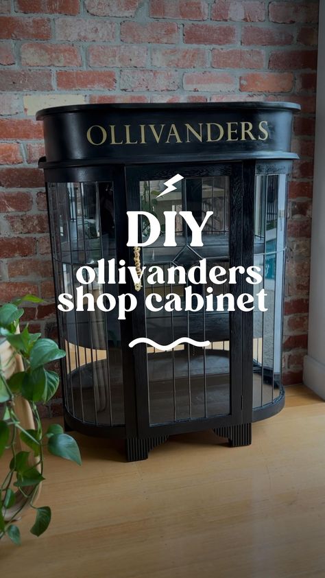 Day 4 of Unhinged Harry Potter Party Crafts and today we’re making an Ollivanders shop cabinet. You’ll need: • Far too many materials to… | Instagram Office Decor Cottagecore, Harry Potter Diy Furniture, Harry Potter Desk Aesthetic, Harry Potter Storage, Harry Potter Kitchen Decor Ideas, Harry Potter Ambiance, Olivanders Wand Shop Diy, Harry Potter Inspired Kitchen, Harry Potter Cabinet