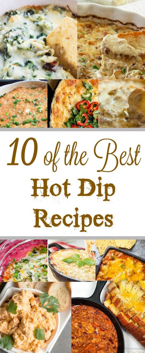 The best hot dip recipes out there. Make these for a party appetizer and you'll be a hit! Nfl Recipes, Best Hot Dip, Antipasti Recipes, Hot Dip Recipes, Dip Night, Holidays Appetizers, Appetizer Dips Hot, Super Bowl Dips, Dip Recipes Hot