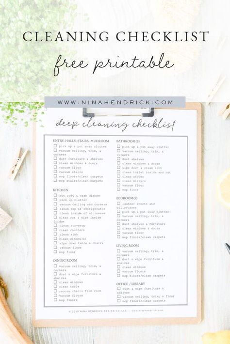 Cleaning Checklist Free Printable | Print out this cleaning checklist as a quick and handy guide for deep cleaning your entire home. #CleaningTips #CleaningPrintables #CleaningChecklist Minimalism Checklist Free Printable, Quarterly Cleaning Checklist, Cleaning List For Airbnb, Airbnb Cleaning Checklist Free, Deep Cleaning House Checklist Free Printable, House Cleaning Checklist Free Printable, Airbnb Cleaning Checklist, Cleaning Checklist Printable Free, Deep Cleaning House Checklist