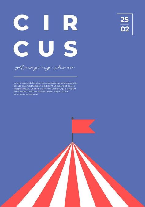 Circus amazing show minimal trendy vertical poster. Carnival funfair minimalistic creative design banner with entertainment marquee tent. Fun fair festival flat vector eps placard Circus Poster Illustration, Carnival Banner Design, Family Festival Poster, Theatre Festival Poster, Circus Graphic Design, Fun Fair Poster, Carnival Graphic Design, Circus Poster Design, Circus Layout