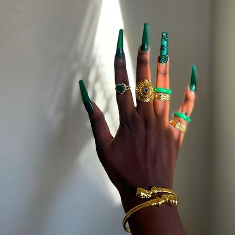 THE JUMA BRAND | TJM on Instagram: “Royal Green. Heartbreaker + Halima rings restocked Press ons: @thenailscase” Dope Jewelry Accessories, Earthy Jewelry, Royal Green, Black Photography, Exotic Nails, Press Ons, Hair Skin Nails, Dope Jewelry, Finger Painting