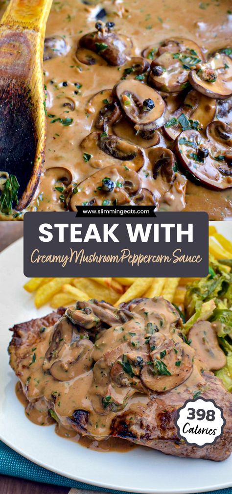 Steak In Sauce, Low Calorie Recipes Steak, Steak With Peppercorn Cream Sauce, Steak With Mushroom Cream Sauce, Parsley Sauce For Steak, White Wine Sauce For Steak, Mushroom Onion Steak Topping, Black Pepper Steak Sauce, Mushroom And Meat Recipes