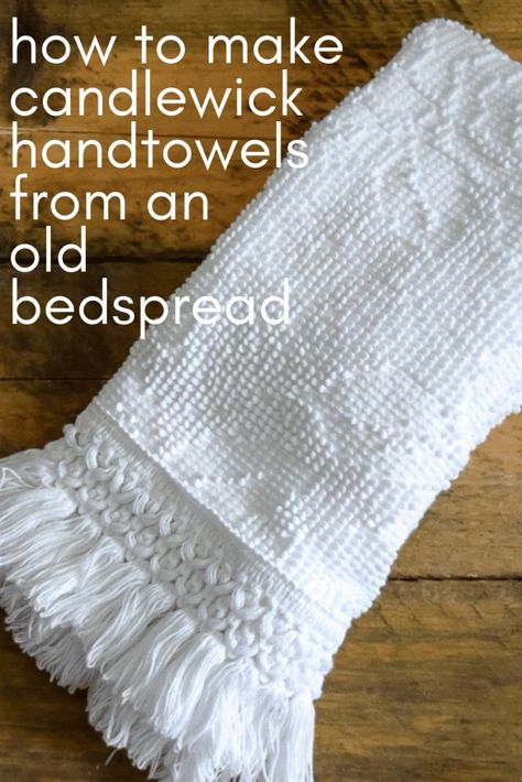 Chances are you can find an old, stained Candlewick bedspread in your attic or your local goodwill for this easy DIY Project. Use your sewing machine to upcycle it into a bunch of delightful handtowels. Keep them for yourself or give for a unique and personal gift. Candlewick Bedspread, Chenille Dress, Chenille Bedspread, Upcycle Projects, What To Make, Bedspreads, Easy Diy Projects, Bed Spreads, Easy Sewing