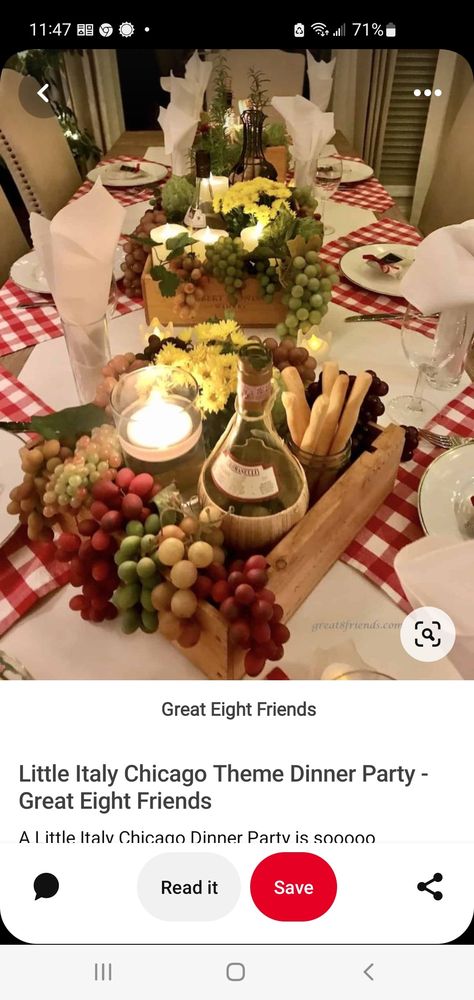 Pasta Night Table Setting, A Night In Italy Theme Party, Italian Centerpieces Table Decorations, Italian Friendsgiving, Italian Dinner Party Tablescape, Italian Table Decorations, Italian Table Setting, Italy Party Theme, Italian Fest