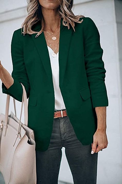 Build your perfect outfit for St.Patricks day! Everything you need right here Blazer Verde, Office Suit, Green Blazer, Womens Casual, Work Office, Long Sleeve Casual, Blazer, Long Sleeve, Design