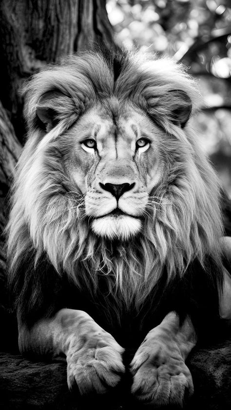 Calf Tattoo Ideas, Mother Tattoos For Children, Big Cat Tattoo, Lion Portrait, Black And White Lion, Animal Tattoo Ideas, Lion Head Tattoos, Wild Animals Photos, Lion Photography