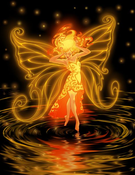 The Fire Fairy by Starwarrior4ever Fire Fairy Drawing, Fire Fairy Aesthetic, Fire Fairy Art, Dnd Companions, Fire Fairies, Fire Creature, Fairy Poses, Fairy Fire, Fairy Edit