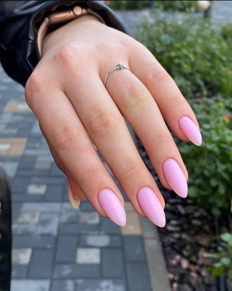 Soft Dreamy Aesthetic, Milky Pink Nails, Almond Nails Pink, Oval Acrylic Nails, Acrylic Nails Almond Shape, Nail Types, Milky Pink, Color For Nails, Dreamy Aesthetic