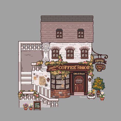 5kraD on Twitter: "Coffee shop ☕️🌿 #pixelart https://t.co/kaLN375sKC" / Twitter How To Pixel Art, Piskel Art, Pixel Art Tutorial, Arte 8 Bits, 8bit Art, Cool Pixel Art, Isometric Art, Pix Art, Pixel Design