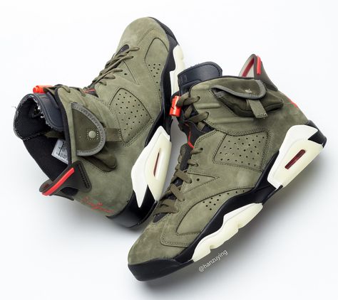 Travis Scott Air Jordan 6 Medium Olive Cactus Jack CN1084-200 Release Date - SBD Travis Scott Olive, Jordan 6 Travis Scott, Olive Sneakers, Retro Jordans, Skor Sneakers, Jordan Retro 6, Nike Air Jordan 6, Jordan 6 Retro, Shoes Sneakers Jordans