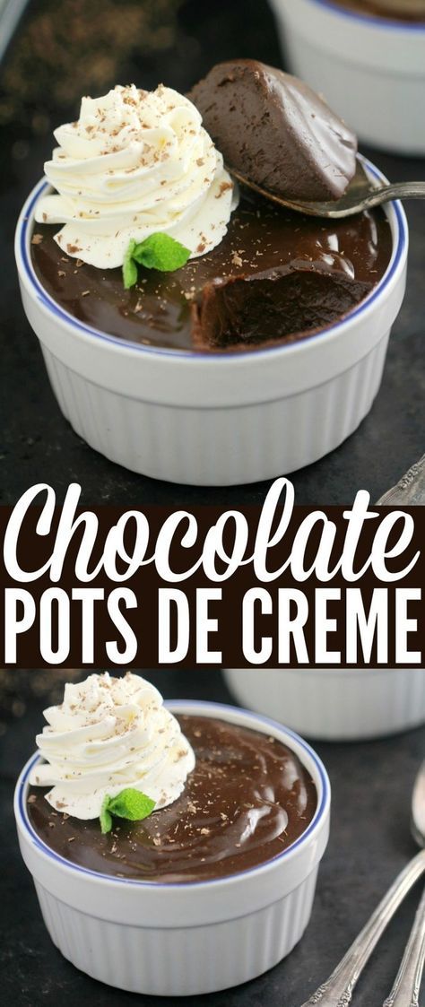 These Chocolate Pots de Crème are a truly decadent dessert. Chocolate, egg yolks, and just the right amount of heavy cream result in a rich chocolate custard perfect for serving guests or simply celebrating with a special someone. Egg Yolk Recipes, Dessert Oreo, Custard Pudding, Chocolate Custard, Red Velvet Cheesecake, Chocolate Egg, Desserts Vegan, Dessert Chocolate, Chocolate Dessert Recipes