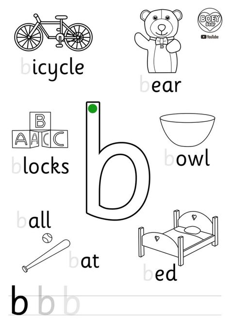 Free printable for eyfs, reception class, foundation stage, preschool, toddlers and homeschooling. Phonics letter sound B, with a Montessori finger tracing letter in the centre. #eyfs #freeprintable #phonics #letterwriting #abc #reception #preschool #toddler #homeschool #montessori B Phonics Worksheet, Letter Sound Worksheets Preschool, Letter Sound Activities Kindergarten, Letter A Phonics, Jolly Phonics Worksheets, Eyfs Reception, Worksheet Alphabet, Hopscotch Game, Ingles Kids