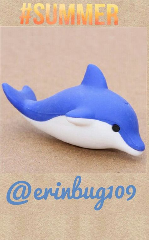 Dolphin clay charm Polymer Clay Dolphin, Clay Dolphin, Lillie Grace, Eraser Collection, Cool Erasers, Animal Erasers, Green Dolphin, Blue Dolphin, ดินปั้น Polymer Clay